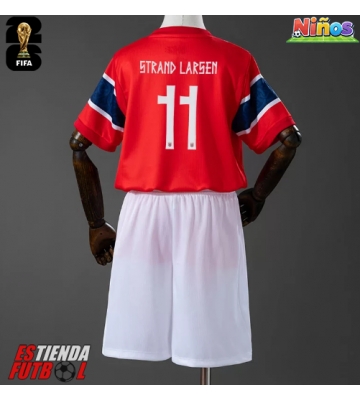 Noruega Jorgen Strand Larsen #11 Primera Equipación Niños Mundial 2026 Manga Corta (+ Pantalones cortos)